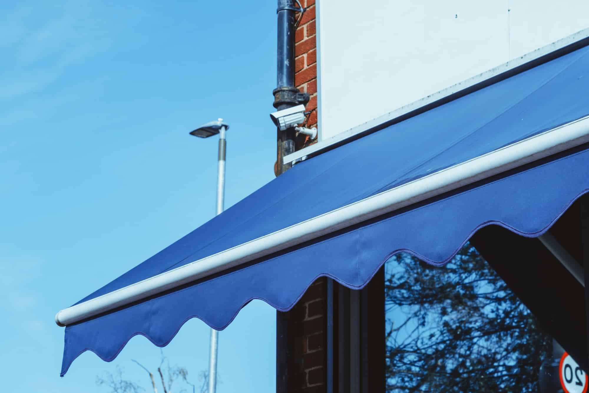 Blue awning